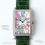 GF Factory Franck Muller Long Island Color Dreams 952QZ Green Leather Strap Swiss Quartz Women's Watch